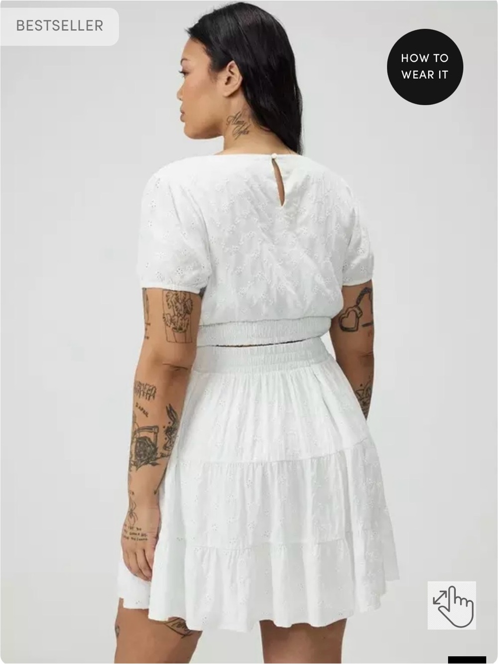 Plus Size Two Piece Eyelet Mini Skirt Set - Picture 3 of 5